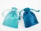 The turquoise blue and deep blue silk mini gift pouch bags