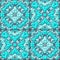 Turquoise blue floral ceramic tiles seamless pattern texture