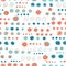 Turquoise blue polka dot circles. Vector pattern seamless background. Hand drawn texture style. Tiny small dotty illustration.