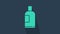 Turquoise Bottle of shampoo icon isolated on blue background. 4K Video motion graphic animation