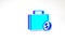 Turquoise Briefcase and money icon isolated on white background. Business case sign. Business portfolio. Minimalism