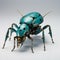 Turquoise And Bronze Mechanical Beetle: A Fusion Of Mori Kei And Technological Elegance