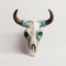 Turquoise Bull Skull Statue With Eastern And Western Fusion Style