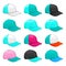 Turquoise cap, Vector Variety of color combinations cap template