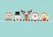 Turquoise Card Elf Snowman Reindeer Santa And Angel