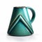 Turquoise Ceramic Mug With Geometric Design - Unique And Stylish