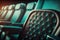 turquoise cinema seat row with scree, generative AI