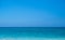 Turquoise color sea and clear blue sky background image. Summer background image.