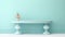 Turquoise Console Table On Pastel Blue Background - 3d Render