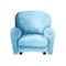 Turquoise cozy and soft armchair for comfortable rest. Hand drawn watercolor piece of furniture isolated on white background.