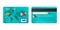 Turquoise credit card two sides in realistic style
