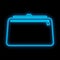 Turquoise cute neon cosmetic bag on black background. a bag for storing makeup items, brushes, cosmetics. makeup artist`s