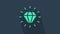 Turquoise Diamond icon isolated on blue background. Jewelry symbol. Gem stone. 4K Video motion graphic animation