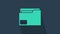 Turquoise Document folder icon isolated on blue background. Accounting binder symbol. Bookkeeping management. 4K Video
