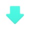 Turquoise down arrow 3d icon. Downward movement symbol