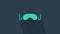 Turquoise Eye sleep mask icon isolated on blue background. 4K Video motion graphic animation