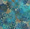 Turquoise floral design on blurred background