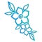 Turquoise flowers with leaves. Flower pattern, template for tattoo