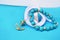 Turquoise gemstone bracelet - nautical jewelry with gold anchor