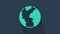 Turquoise Global economic crisis icon isolated on blue background. World finance crisis. 4K Video motion graphic