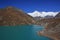 Turquoise Gokyo lake, mount Cho Oyu and Gokyo Ri