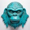 Turquoise Gorilla: Handcrafted Wood Sculpture By Yaol Alberto Lopes Dan Lin