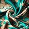 Turquoise Green and Cream Silk Pattern Fabric twirl