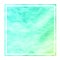 Turquoise hand drawn watercolor rectangular frame background texture with stains