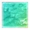 Turquoise hand drawn watercolor rectangular frame background texture with stains