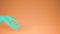 Turquoise hand in gyan mudra, yoga meditation calm peac concept, orange pop art flat background with copy