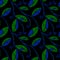 Turquoise and jade leaves at night seamless pattern