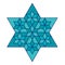 Turquoise Jewish star with blue outline