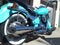 Turquoise Kawasaki VN800 Classic seen from behind