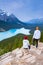 Turquoise Lake Peyto in Banff National Park, Canada. Mountain Lake as a fox head is popular among tourists