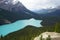 A turquoise lake set amongst the mountains