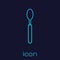 Turquoise line Spoon icon isolated on blue background. Cooking utensil. Cutlery sign. Vector