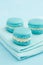 Turquoise macarons with buttercream filling