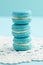 Turquoise macarons with buttercream filling