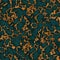 Turquoise marble seamless pattern, Marble with gold glitter veins, Dark green marble background. Bitmap image