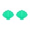 Turquoise mermaid bra. Mermaid top - t-shirt design. Scallop sea shell. Clam. Conch. Seashell - flat vector
