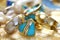 Turquoise and mother of perl rings