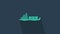 Turquoise Oil tanker ship icon isolated on blue background. 4K Video motion graphic animation