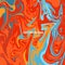 Turquoise and orange marbled surface. Vector fire creative background. Liquid marble texture. Fluid art for design