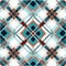 Turquoise And Orange Plaid Pattern: Layered And Symmetrical Art Deco Design