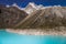 Turquoise Paron lake in Cordillera Blanca, snowcapped Andes, Ancash, Peru