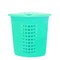 Turquoise plastic basket for washing on white background isolate