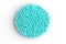 Turquoise Plastic granules. The dye to the polypropylene, the po