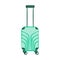 Turquoise plastic suitcase with wheels, retractable handle