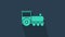 Turquoise Retro train icon isolated on blue background. Public transportation symbol. 4K Video motion graphic animation