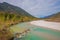 Turquoise river Obere Isar, riparian zone with banks, upper bavaria